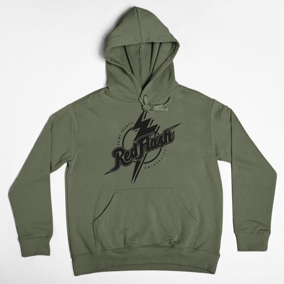 NEW St Francis Red Flash Retro Bolt Pullover Fleece Hoodie MILITARY ARMY GREEN - Picture 1 of 2